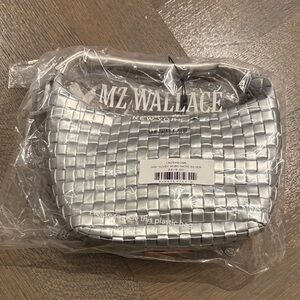 MZ Wallace mini woven hobo matte silver.
